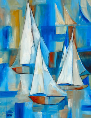 Acylic Painting - Sailing Boats